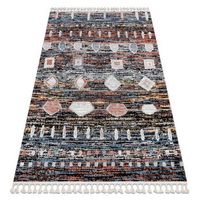 alfombra moderna belle br36a negro  rosado franjas 120x170 cm