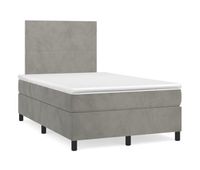 cama box spring con colchon terciopelo gris claro 120x200 cm diseno plano