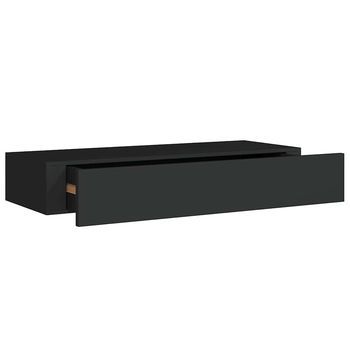 Estante Con Cajón De Pared | Estante Flotante | Repisa De Pared Mdf Negro 60x23,5x10 Cm