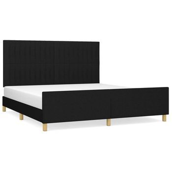 Cama Doble | Cama Para Adultos | Estructura De Cama Con Cabecero De Tela Negro 180x200 Cm