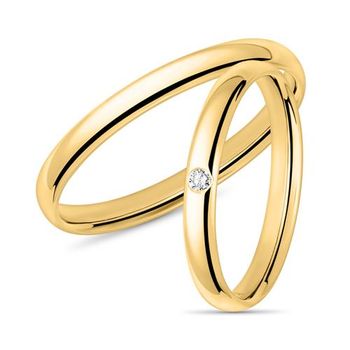 14 quilates alianzas de oro con diamante