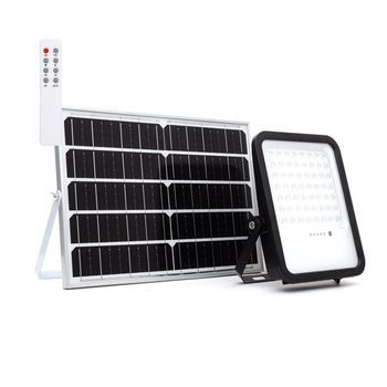 Foco Proyector Led Solar 2200 Lm Ip65 Con Control Remoto Nurda 6500k Blanco Frío
