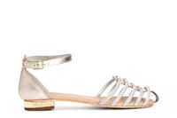 sandalias de piel con refuerzo y pedreria mignon light gold 36