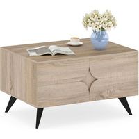 mesa de centro costway con compartimento abierto 46 x 80 x 60 cm - mdf - natural