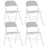 homcom lote de 4 sillas plegables sillas de comedor portatiles estructura en acero 45 x 46 x 78 cm blanco   aosom espana