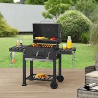 barbacoa de carbon arnad con 2 estantes acero 105x135x48cm - negro casapro