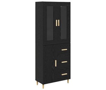 Aparador alto - mueble de almacenamiento con cajón roble negro 34,5 x 34 x 180 cm es453