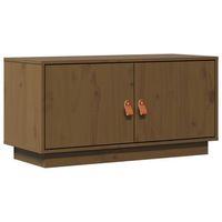mueble tv  mueble de salon  armario tv madera maciza de pino marron miel 80x34x40 cm