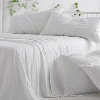 Juego De Sábanas 100% Algodón 200 X 190/200 Cm - Blanco - Burrito Blanco