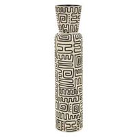 jarron de resina beige con decoraciones negras o 16x86 cm
