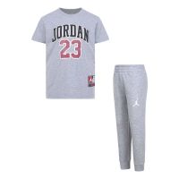 conjunto camiseta y pantalon air jordan gris - nino