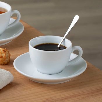 Taza café con platito (x6) porcelana blanco