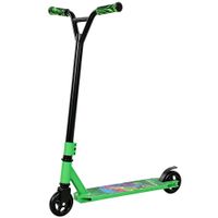 sportnow scooter acrobatico para trucos con plataforma de aluminio rodamientos abec-7 ruedas 100 mm manillar 360 verde