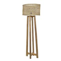 lampara de suelo de ratan y patas de madera de teca d40x105cm