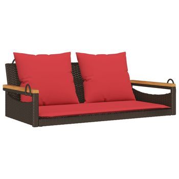 Banco Columpio Con Cojines Ratán Sintético Marrón 109x62x40 Cm Vidaxl