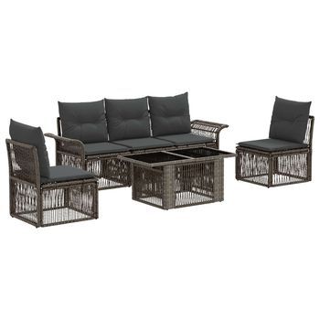 Conjunto De Sofás De Jardín 6 Uds. Gris Y Gris Oscuro Vidaxl
