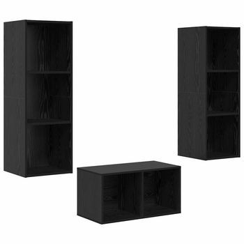 Conjunto De Mueble De Tv | Mueble De Salón | Gabinete De Tv Roble Negro 37 X 37 X 107 Cm