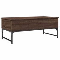 mesa de cafe - mesa de centro madera ingenieria metal roble marron 100x50x40cm