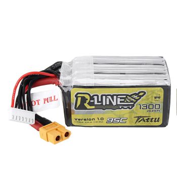 Batería Lipo TATTU R-LINE Version 1.0 22.2V 1300mAh 95C 6S con Conector XT60 para Dron de Carreras RC