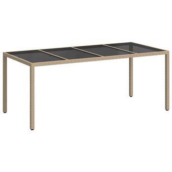 Mesa De Jardín | Mesa De Exterior Beige 190 X 90 X 75 Cm Ratán Sintético