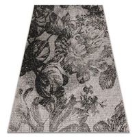 alfombra de cuerda sisal floorlux 20491 flores plateadonegro 200x290 cm