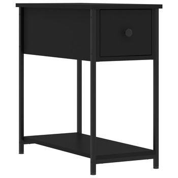 Mesita De Noche | Mesa Auxiliar | Mesilla Madera De Ingeniería Negra 30x60x60 Cm