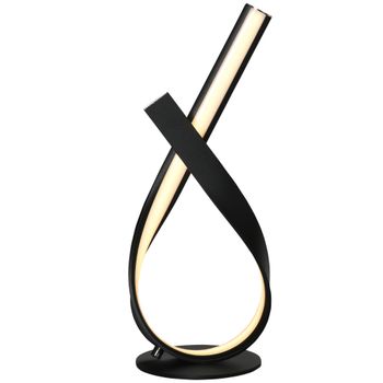 HOMCOM Lámpara de mesa de diseño contemporáneo - lámpara de mesa en espiral - 21x15x43 cm - aluminio Negro LED Blanco cálido   Aosom España