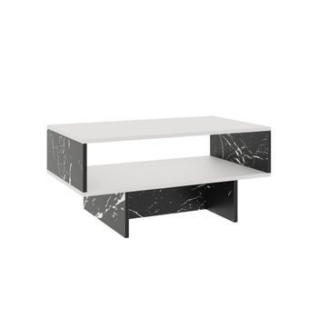 Mesa De Centro Mjölby Aglomerado 37 X 80 X 45 Cm Blanco/mármol Negro [en.casa]