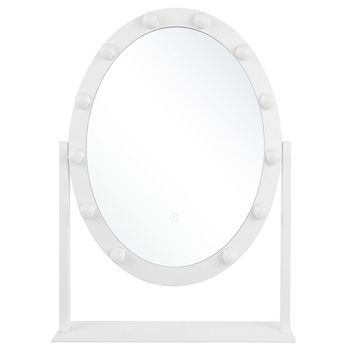 Espejo De Tocador Con Led Blanco Ovalado 50 X 60 Cm Hollywood Bombillas Iluminadas Tocador Rostrenen