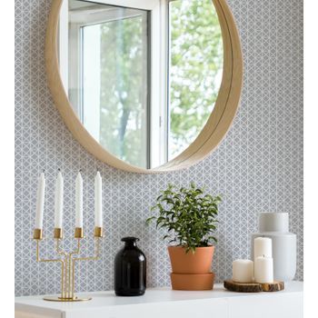 Papel Pintado Vinílico Ecológico De Celosía Con Tramado De Diamante - Diamond Lights 680767 De Gaulan - Rollo De 10 M X 0,53 M