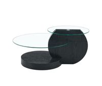 mesa de centro 2 niveles - cristal de seguridad diseno minimalista mdf negro  transparente