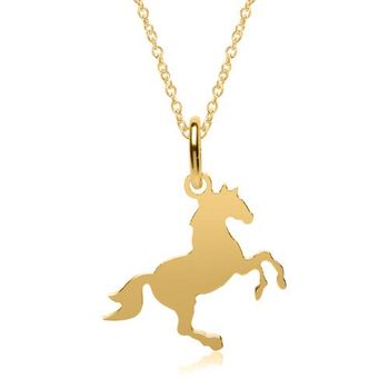 Cadena con colgante caballo de plata 925 dorada