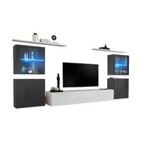 conjunto de muebles de salon mural switch xiv diseno color blanco y gris brillante