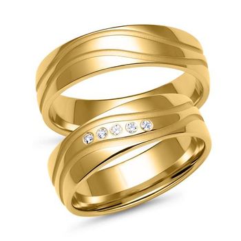 Alianzas de oro con 5 diamantes