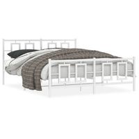 estructura cama sin colchon con estribo metal blanco 150x200 cm vidaxl