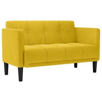 Sofá De Dos Plazas Amarillo De Terciopelo De 111 Cm Vidaxl