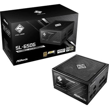 Fuente de Alimentación Asrock 650W Certificación 80 PLUS Gold Steel Legend Protección avanzada