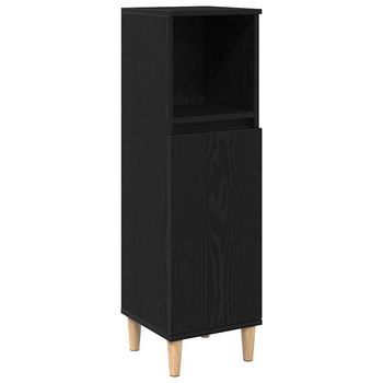 Armario De Baño | Mueble De Baño Con Estante Roble Negro 30 X 30 X 100 Cm