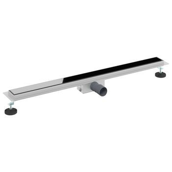 Drenaje De Ducha Con Tapa De Vidrio Negro 100 Cm Vidaxl