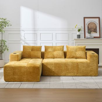 Sofá De Esquina Con 3 Cojines, Estilo Clásico Minimalista Cómodo Para Salón Pequeño