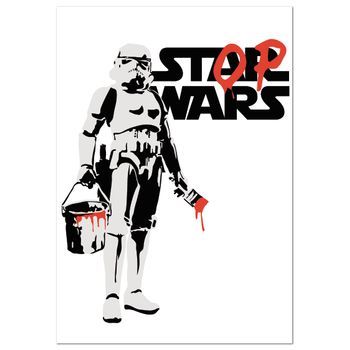Panorama Cuadro De Aluminio Stop Wars Banksy Vertical 70x100 Cm