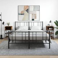 mesita de noche - dormitorio - madera de ingenieria y hierro - roble ahumado 35x345x70cm