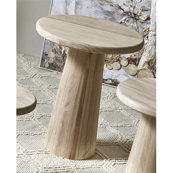 Mesa De Centro Redonda Madera Nat. 60 Cms. 50dx60 Cms