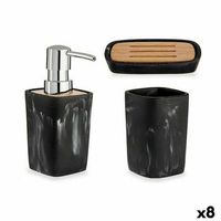 set de bano negro bambu plastico 8 unidades
