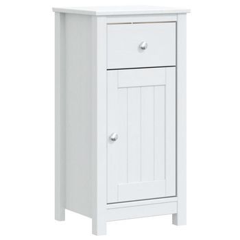 Mueble De Baño | Armario De Baño Berg Madera Maciza De Pino Blanco 40x34x80 Cm