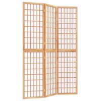 biombo biombo biombo plegable 3 paneles x 120 x 170 cm madera de abeto marron y papel de arroz dec031175