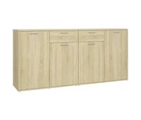 aparador - mueble de almacenamiento de madera de ingenieria roble sonoma 160x36x75 cm es3724