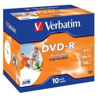 dvd-r verbatim 47 gb 16x imprimible caja de carton 10 unidades