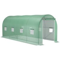 outsunny invernadero de tunel 500x200x205 cm grande para jardin con puerta enrollable 8 ventanas cubierta pe 140 gm verde   aosom espana