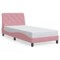 estructura de cama sin colchon terciopelo rosa 90x200 cm vidaxl
